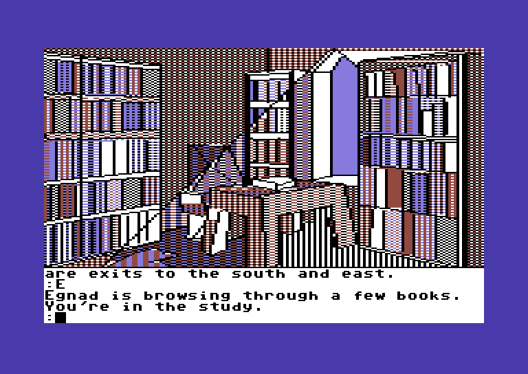 Tracer Sanction, The Commodore 64 Screenshot: The study. Any interesting books?
