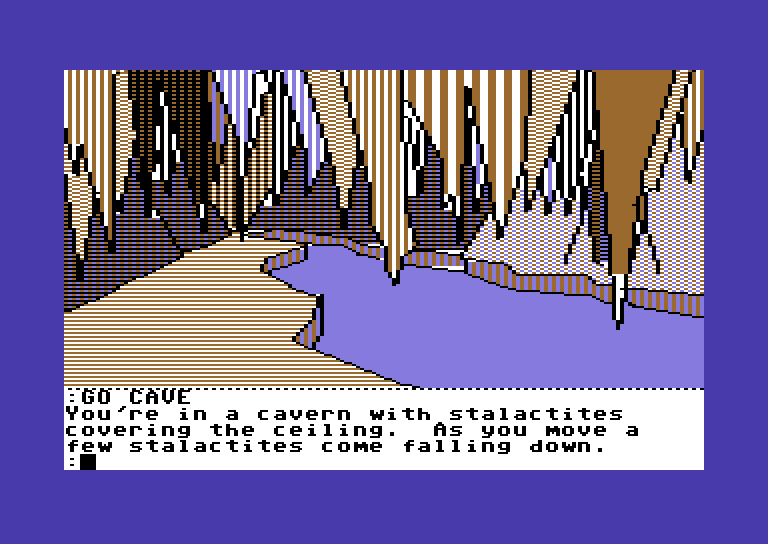Tracer Sanction, The Commodore 64 Screenshot: Inside the cave.