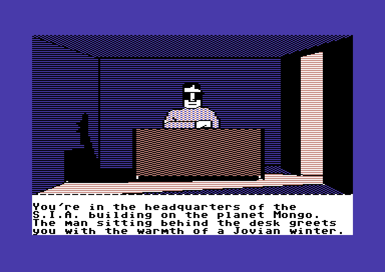 Tracer Sanction, The Commodore 64 Screenshot: The game starts here.