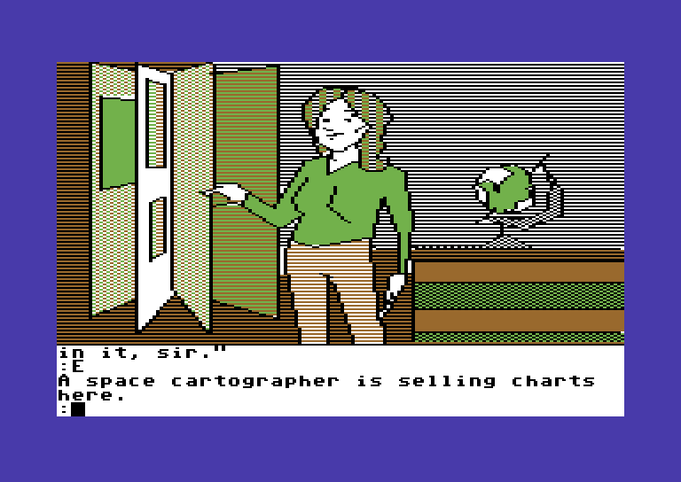 Tracer Sanction, The Commodore 64 Screenshot: Buying a chart is recommended.