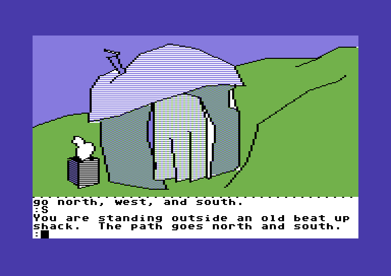 Tracer Sanction, The Commodore 64 Screenshot: There is a hut here...