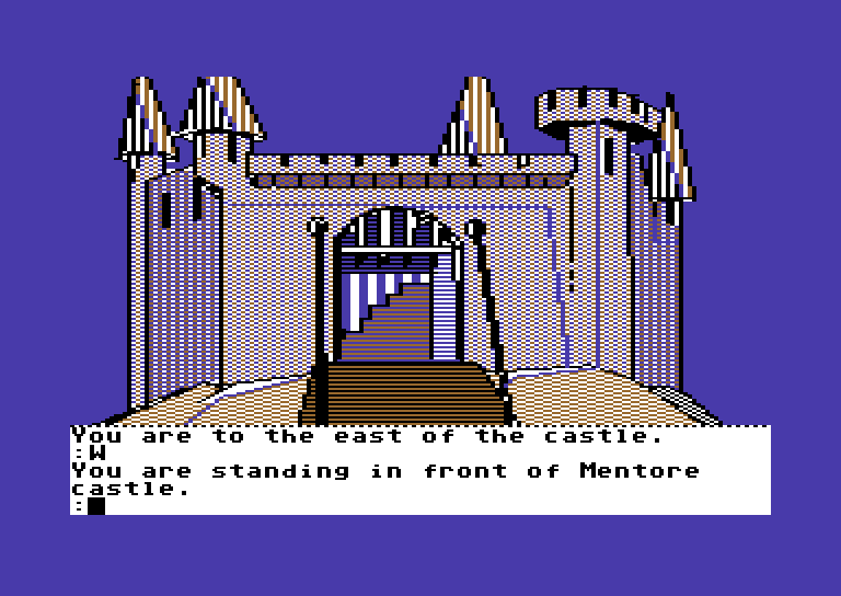 Tracer Sanction, The Commodore 64 Screenshot: A castle entrance.