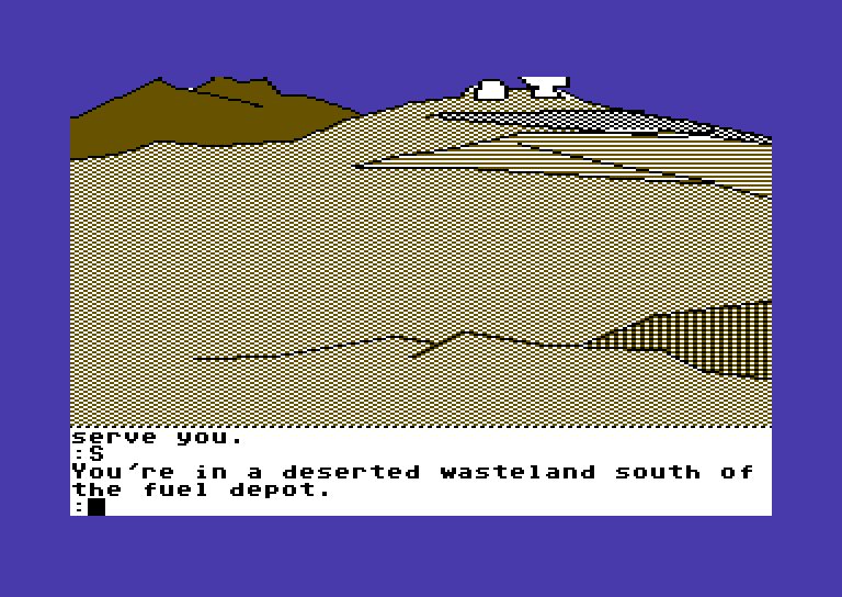 Tracer Sanction, The Commodore 64 Screenshot: A deserted wasteland.
