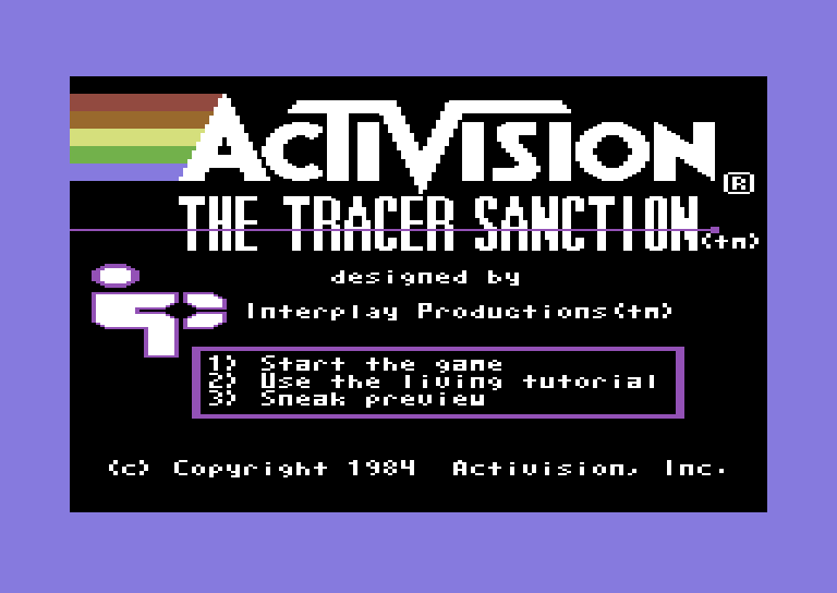 Tracer Sanction, The Commodore 64 Screenshot: Title screen.