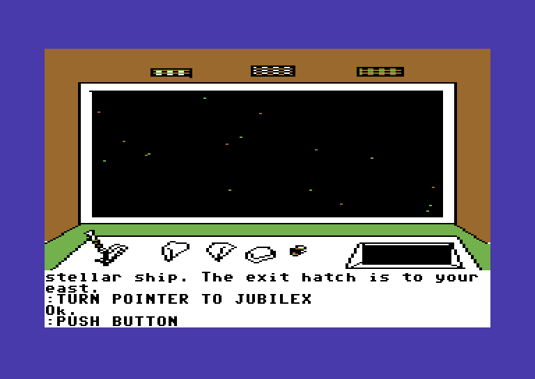 Tracer Sanction, The Commodore 64 Screenshot: In the ship, travelling to the next location...