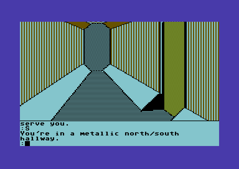 Tracer Sanction, The Commodore 64 Screenshot: A north/south hallway...