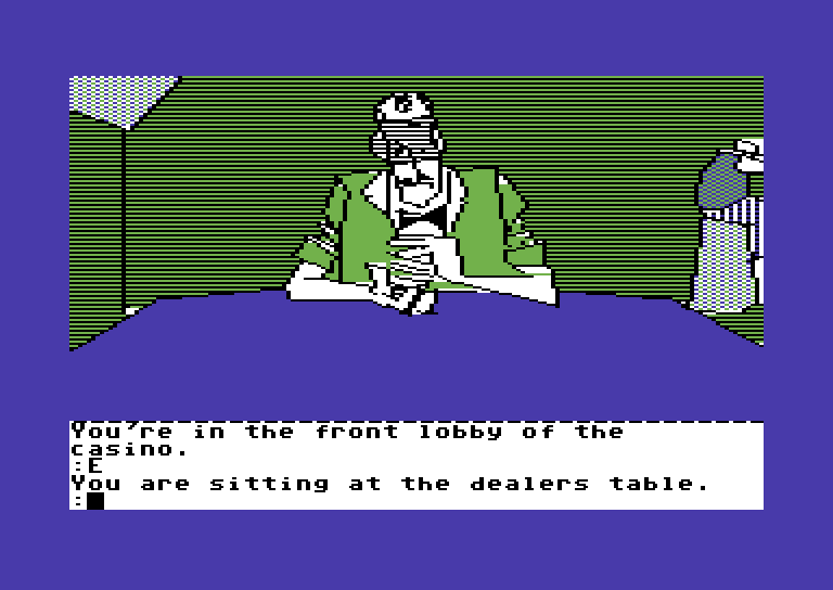 Tracer Sanction, The Commodore 64 Screenshot: Would you like to place a bet?