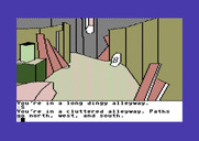Tracer Sanction, The for Commodore 64 - In a long, dingy alleyway.