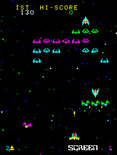 Cosmic Alien for Arcade - Some aliens attack in groups.