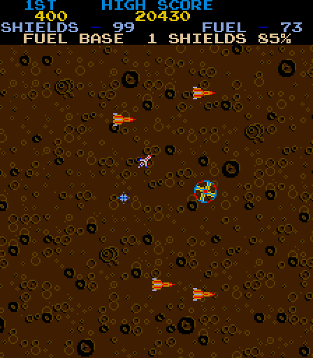 Moon War Arcade Screenshot: Here's a fuel base under attack.