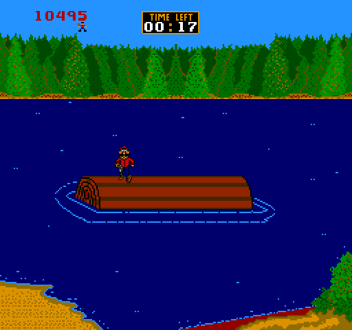Timber Arcade Screenshot: Can you stay on the log for bonus points?