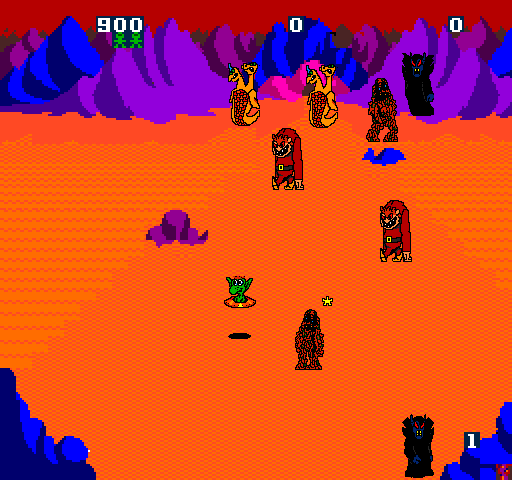 Wacko Arcade Screenshot: Game start; shoot creatures in pairs to make them disappear.