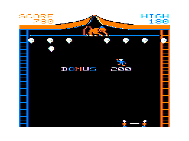 Clowns and Balloons TRS-80 Color Computer Screenshot: Bonus 200 points!