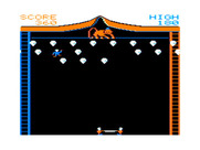 Clowns and Balloons for TRS-80 Color Computer - The clown is in the air collecting balloons...