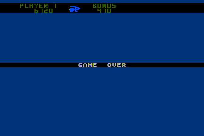 Pacific Coast Highway Atari 8-bit Screenshot: Game over.