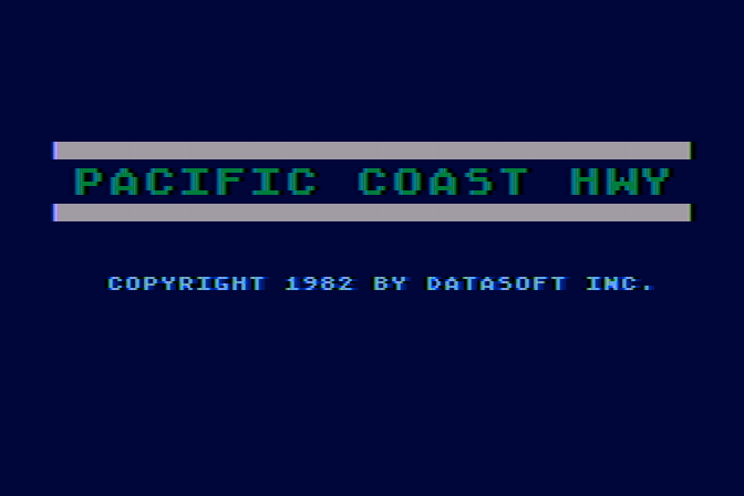 Pacific Coast Highway Atari 8-bit Screenshot: Title screen.