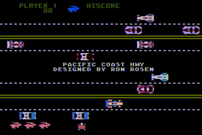 Pacific Coast Highway Atari 8-bit Screenshot: Demo screen 1.
