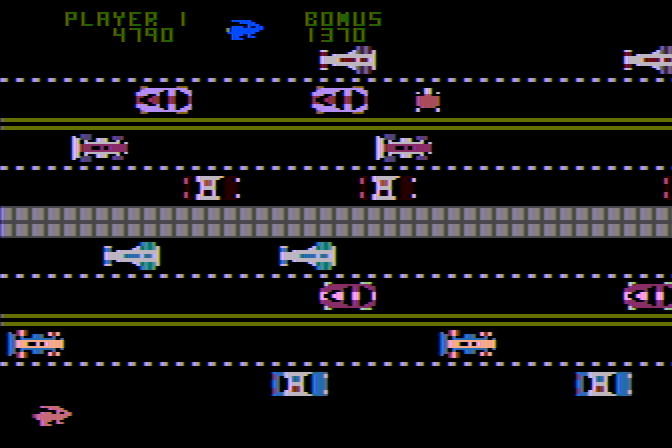 Pacific Coast Highway Atari 8-bit Screenshot: I need to reach that rabbit...