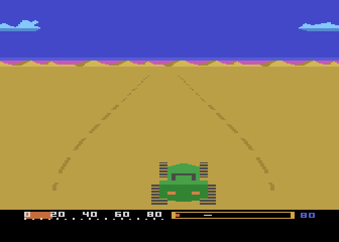 Baja Buggies Atari 8-bit Screenshot: Game start.