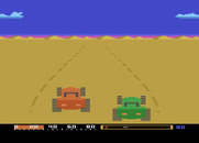 Baja Buggies for Atari 8-bit - Attempting to pass a red buggy...