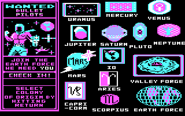 Aliants: The Desperate Battle For Earth! IBM PC/Compatibles Screenshot: Select which planet you are going to represent...