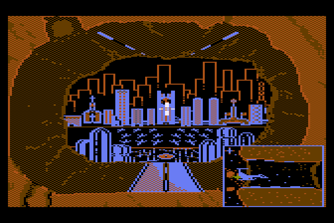 Aliants: The Desperate Battle For Earth! Atari 8-bit Screenshot: A closer view...keep the ship on track!