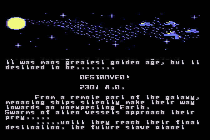 Aliants: The Desperate Battle For Earth! Atari 8-bit Screenshot: The Aliants are heading our way!