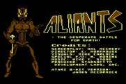Aliants: The Desperate Battle For Earth! for Atari 8-bit - Title screen.