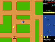Rally-X for Arcade - Game start; collect the flags, but don't crash!