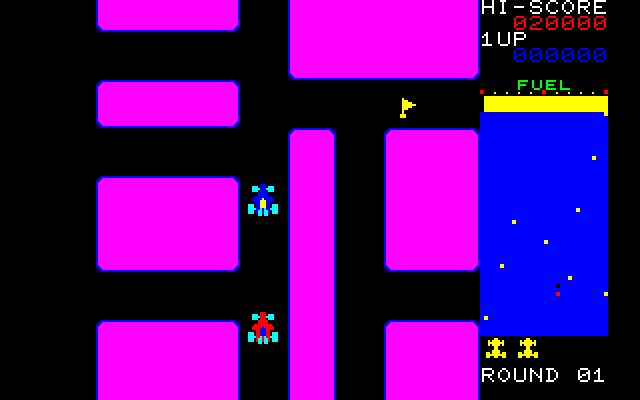 Rally-X Sharp X1 Screenshot: Game start.