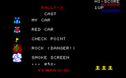 Rally-X for Sharp X1 - Title screen and cast of characters.