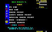 Rally-X for Fujitsu FM-7 - Title screen and cast of characters.
