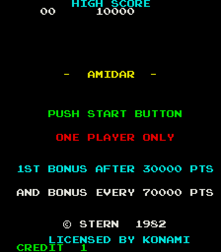 Amidar Arcade Screenshot: Push 1 player button to start!