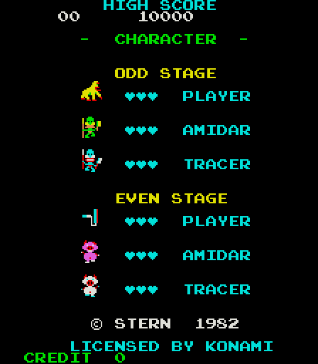 Amidar Arcade Screenshot: Game attract mode.