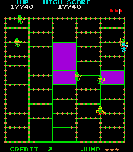 Amidar Arcade Screenshot: Level three start.