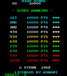 Amidar for Arcade - The high score table.