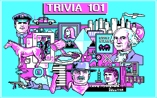 Trivia 101: The Introductory Course IBM PC/Compatibles Screenshot: Title screen.