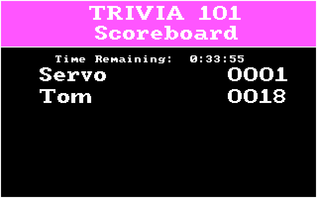 Trivia 101: The Introductory Course IBM PC/Compatibles Screenshot: Here's the score so far...