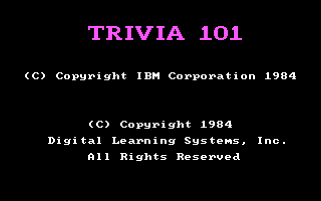 Trivia 101: The Introductory Course IBM PC/Compatibles Screenshot: Title screen 2.