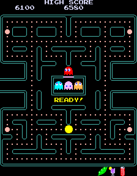 Pac-Man Plus Arcade Screenshot: Level three start.
