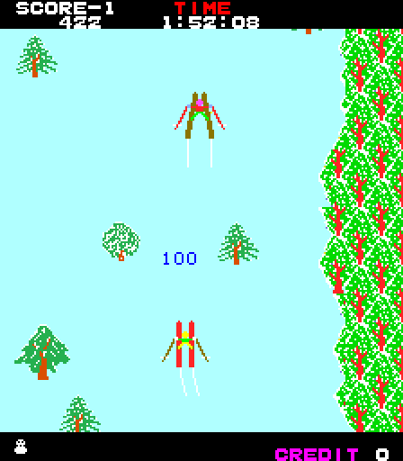 Alpine Ski Arcade Screenshot: Don't crash into other skiiers...