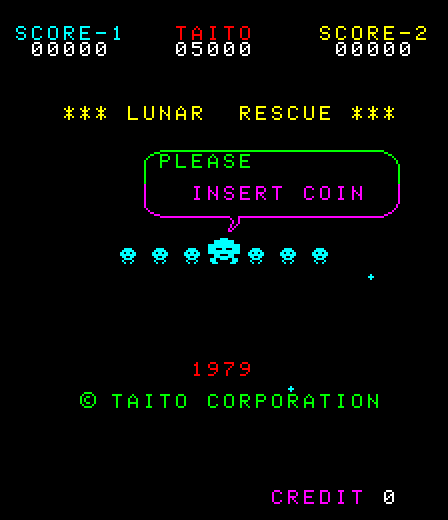 Lunar Rescue Arcade Screenshot: Title screen.