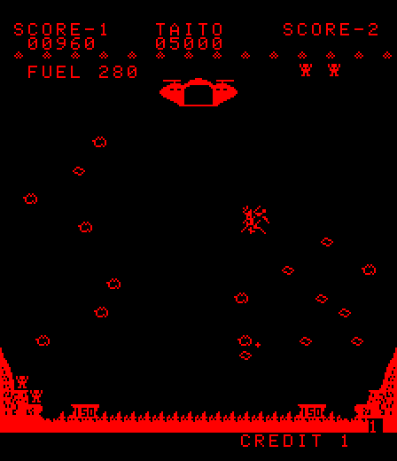 Lunar Rescue Arcade Screenshot: Crash! I lost a ship...