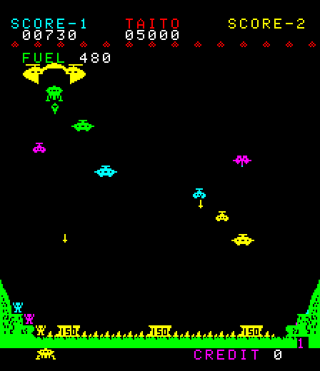 Lunar Rescue Arcade Screenshot: A successful rescue...