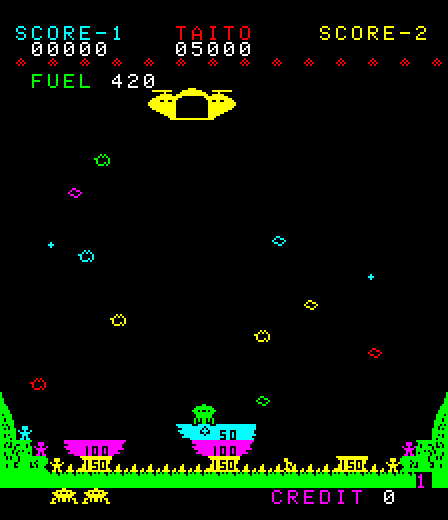 Lunar Rescue Arcade Screenshot: A successful landing!