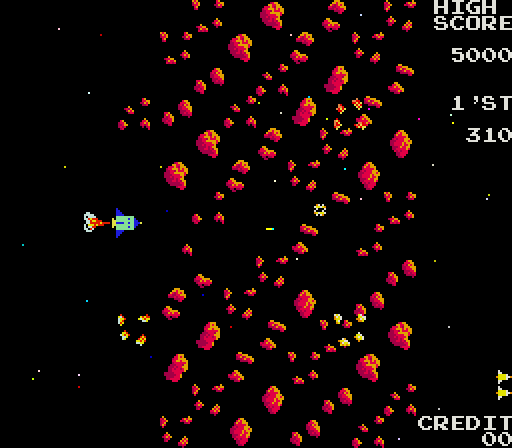 Moon Shuttle Arcade Screenshot: Starting to clear a path...