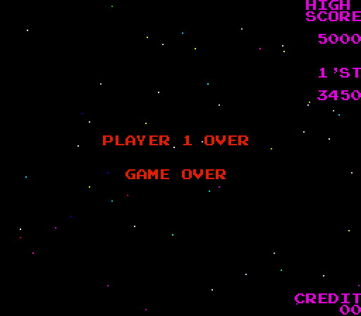 Moon Shuttle Arcade Screenshot: Game over.