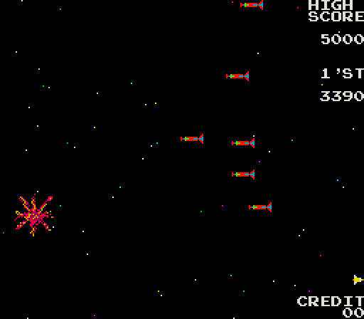 Moon Shuttle Arcade Screenshot: Crash! I've been hit!