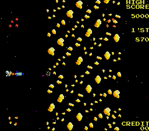 Moon Shuttle Arcade Screenshot: Starting the second asteroid field.
