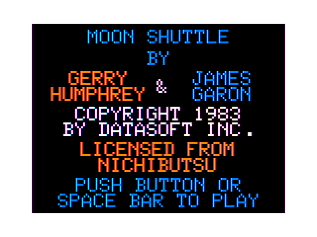 Moon Shuttle TRS-80 Color Computer Screenshot: Title screen.